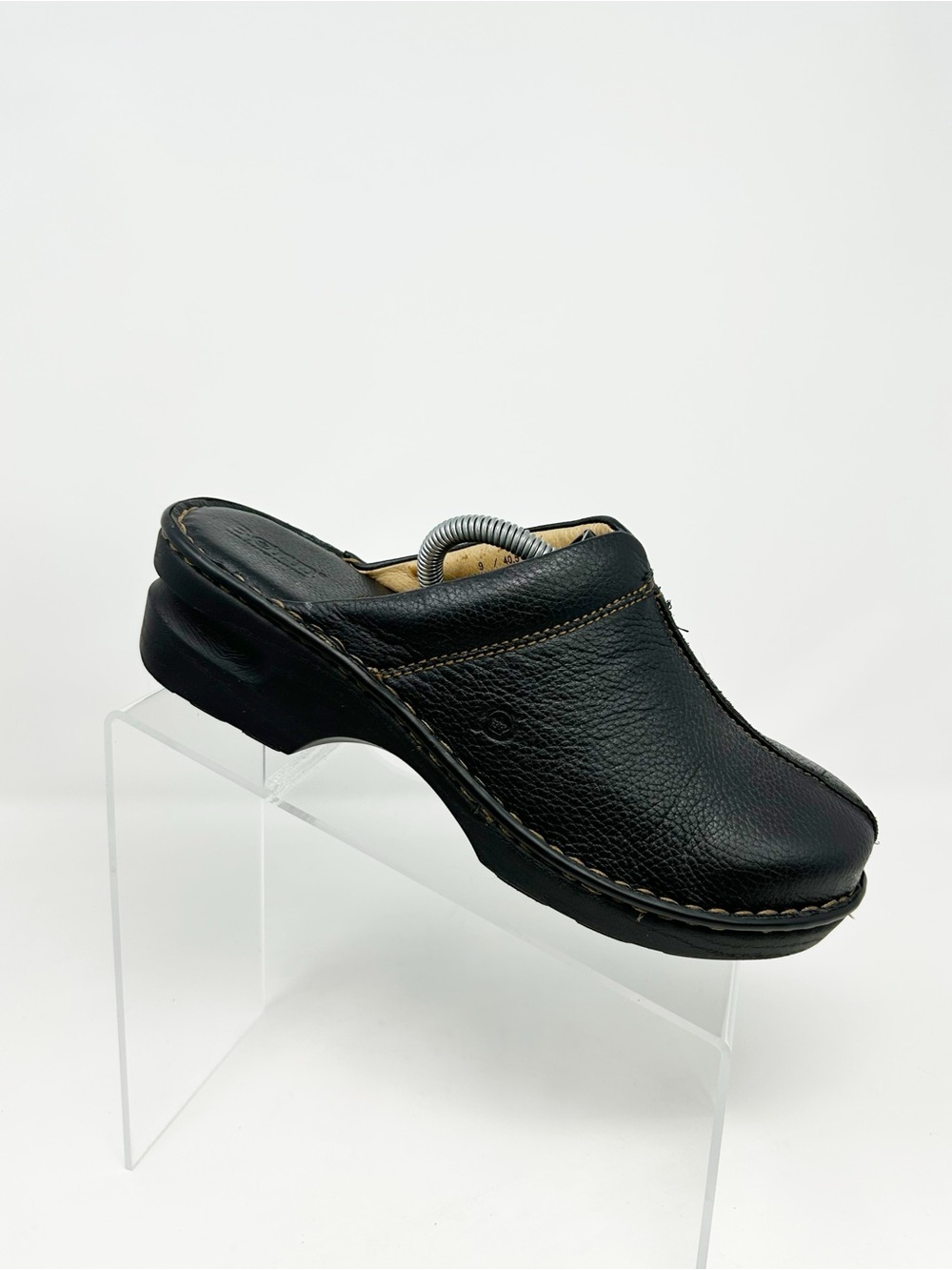 Born Womens Mule Clogs Black Slip-On Wedge Comfort Shoes Round Toe Size 9